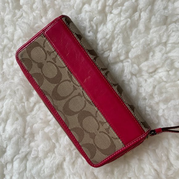 Coach Pink and Tan Accordion Zip Wallet - Picture 5 of 5